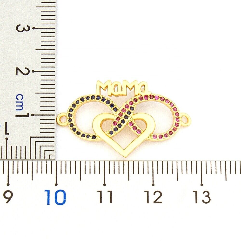 Mama Handmade Heart Shape Copper Cubic Zirconia Adjustable Mothers Day Bracelet
