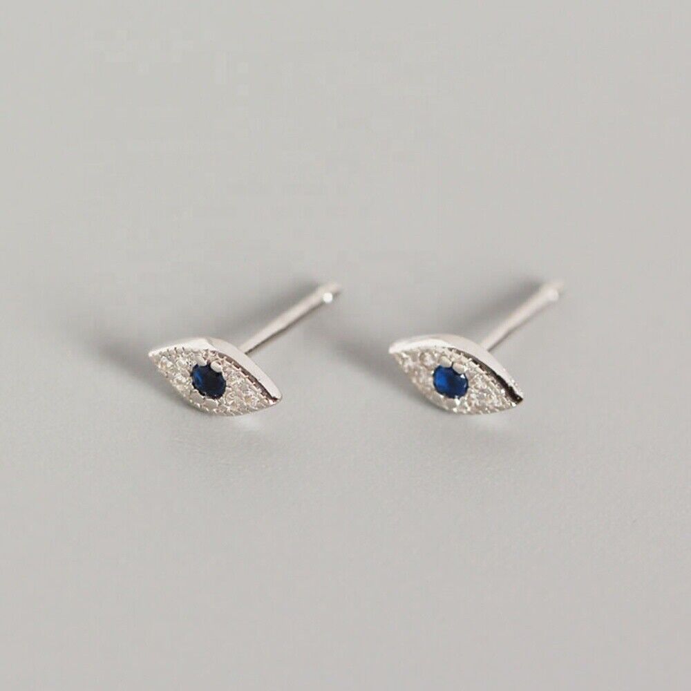 Evil Eye 925 Sterling Silver 18K Gold Plated Mini Earrings