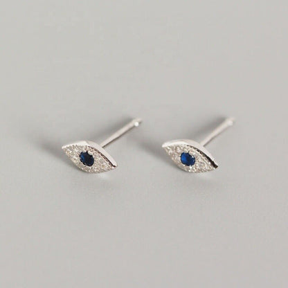 Evil Eye 925 Sterling Silver 18K Gold Plated Mini Earrings