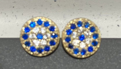 Evil Eye Greek Mati Gold Plated 925 Sterling Silver Cubic Zirconia Stud Earrings