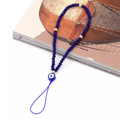 Evil Eye Greek Mati Crystal Beads Phone Charm Chain Lanyard