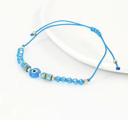 Evil Eye Greek Mati Handmade Beaded Adjustable String Bracelet