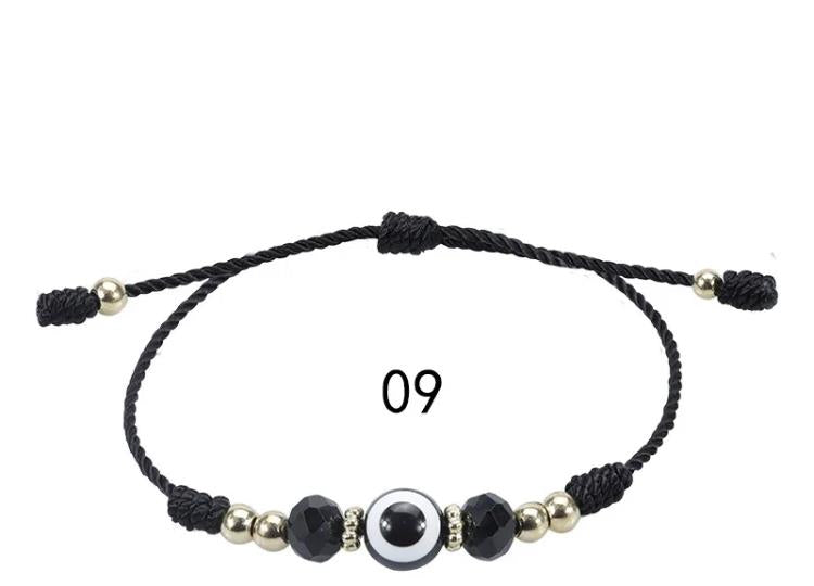 Evil Eye Greek Mati Handmade Crystal Bead String Braided Bracelet