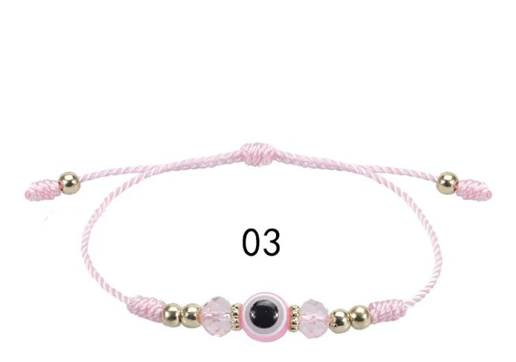 Evil Eye Greek Mati Handmade Crystal Bead String Braided Bracelet