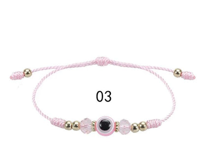 Evil Eye Greek Mati Handmade Crystal Bead String Braided Bracelet