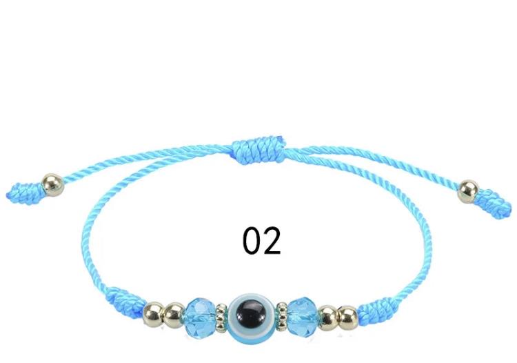 Evil Eye Greek Mati Handmade Crystal Bead String Braided Bracelet