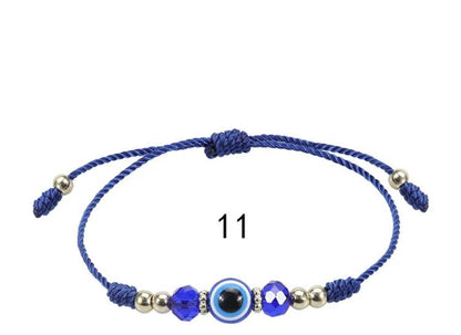 Evil Eye Greek Mati Handmade Crystal Bead String Braided Bracelet