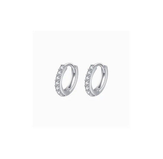 925 Sterling Silver Zircon 8mm Hoop Earrings