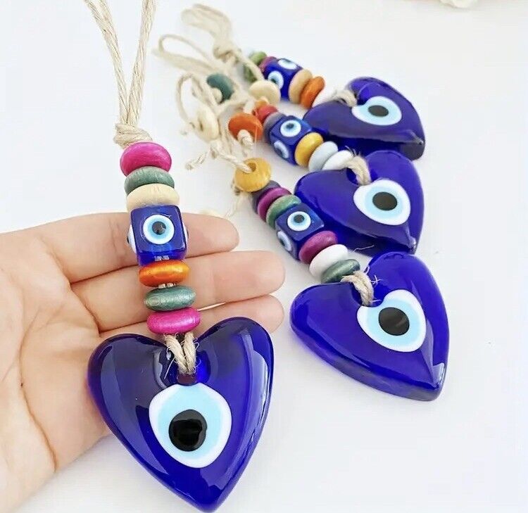 Evil Eye Heart Wall Hanging Handmade Glass Home Decor Ornament