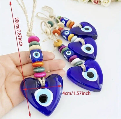 Evil Eye Heart Wall Hanging Handmade Glass Home Decor Ornament