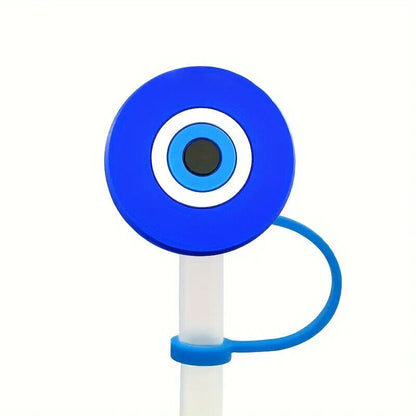 Evil Eye Silicone Drinking Straw Cap Top Covers