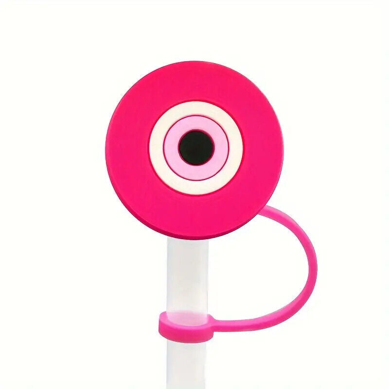 Evil Eye Silicone Drinking Straw Cap Top Covers