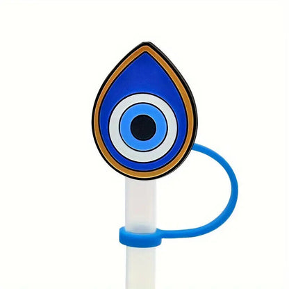 Evil Eye Silicone Drinking Straw Cap Top Covers