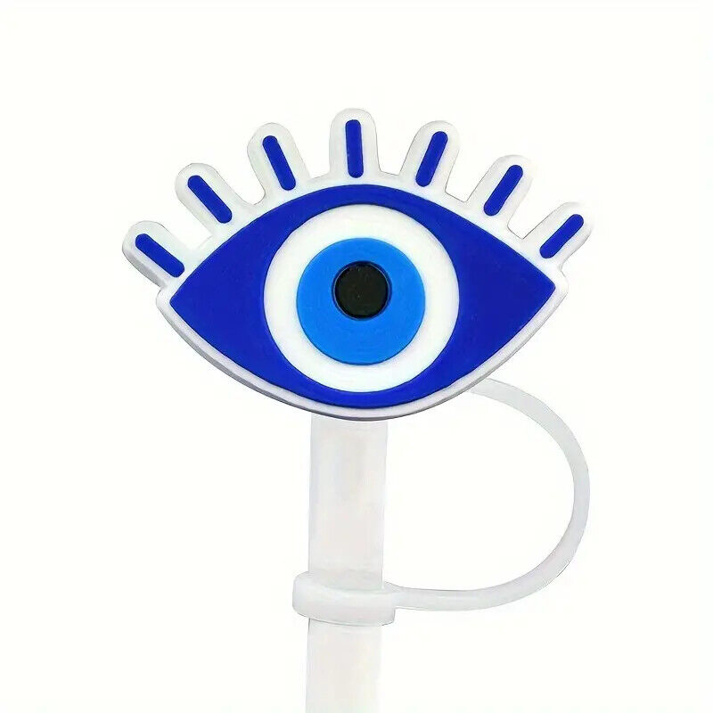 Evil Eye Silicone Drinking Straw Cap Top Covers