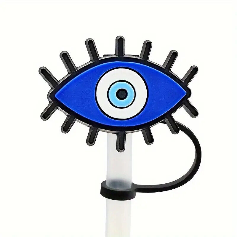 Evil Eye Silicone Drinking Straw Cap Top Covers