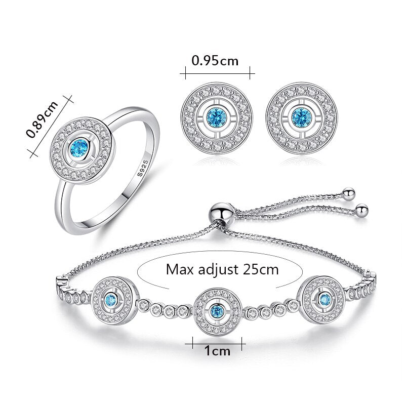 Evil Eye 925 Sterling Silver 3 Piece Jewellery Set