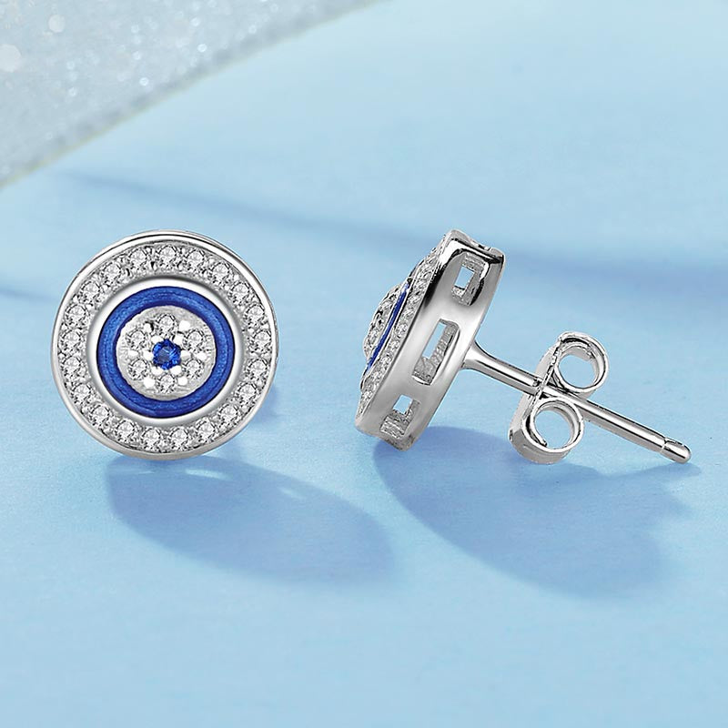 Evil Eye 925 Sterling Silver Round Blue Jewellery Set