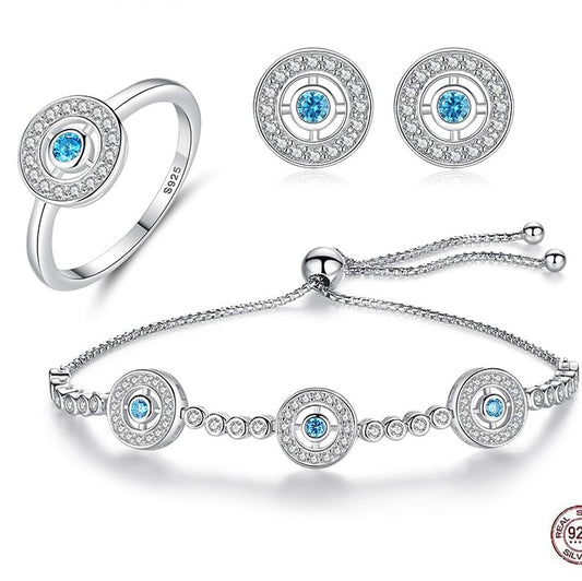 Evil Eye 925 Sterling Silver 3 Piece Jewellery Set