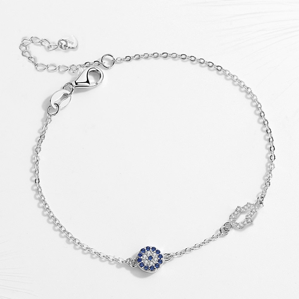 Evil Eye Hamsa 925 Sterling Silver Bracelet