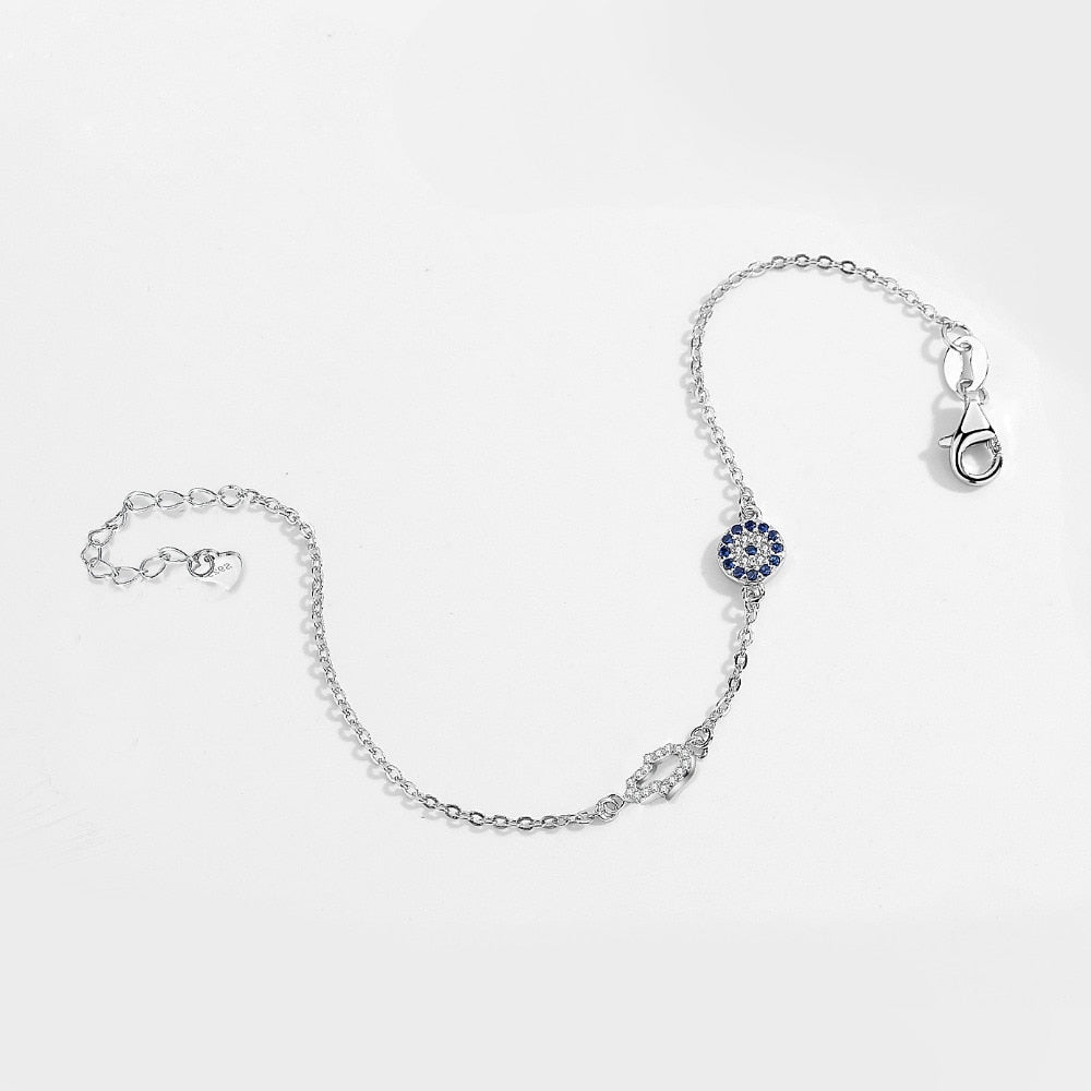 Evil Eye Hamsa 925 Sterling Silver Bracelet