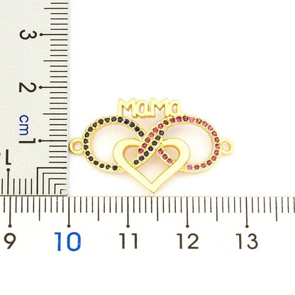 Mama Handmade Heart Shape Copper Cubic Zirconia Adjustable Mothers Day Bracelet