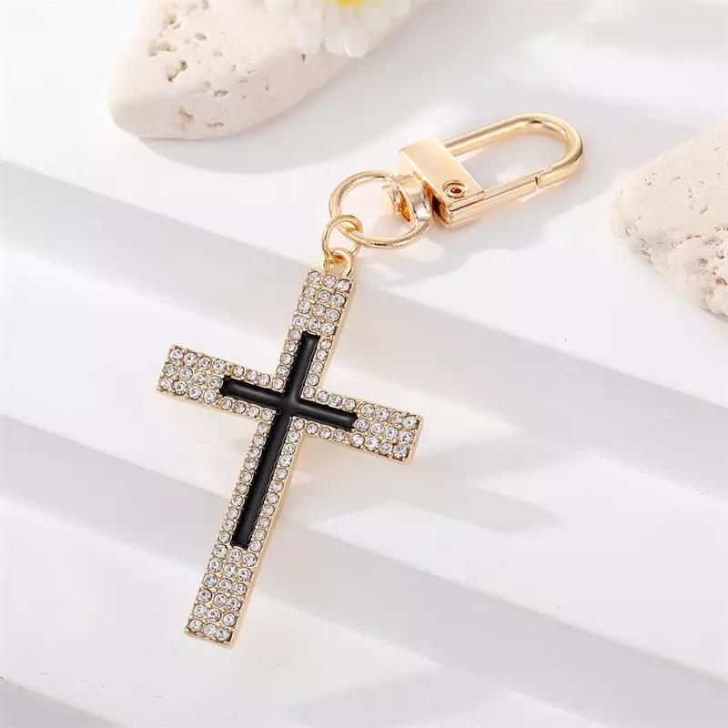 Cross Crystal Rhinestone Charm Pendant Keyring