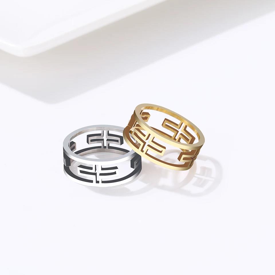 Stainless Steel Hollow Cross Band Ring