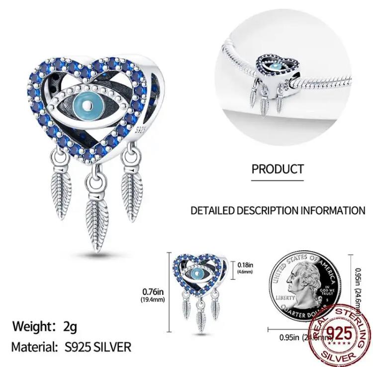 Evil Eye 925 Sterling Silver Dangle Bead Charm