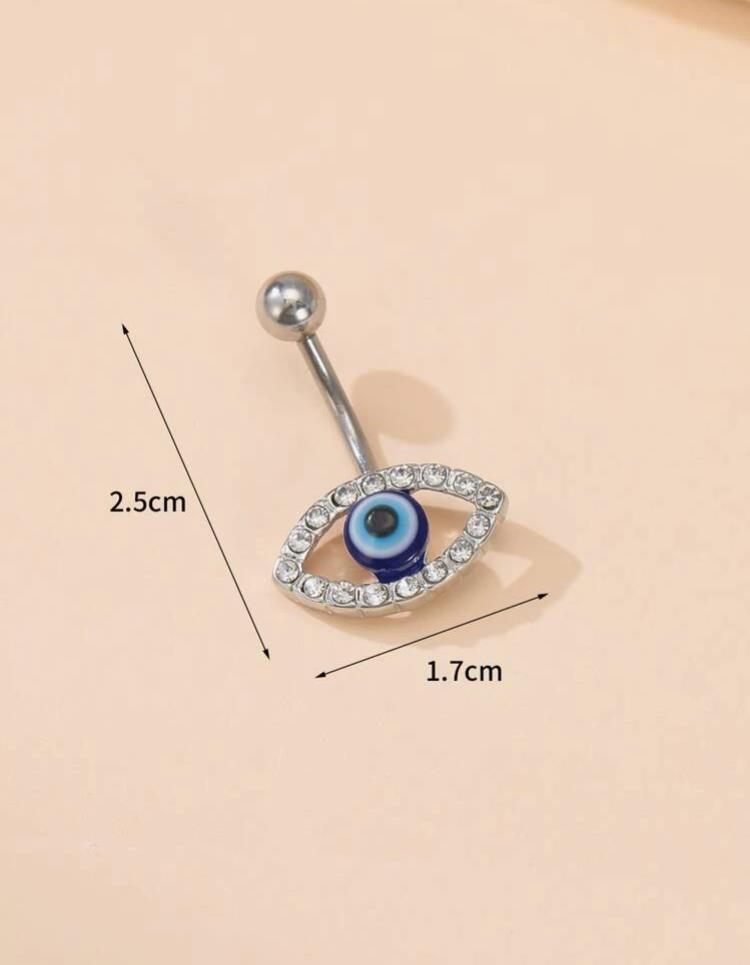 Evil Eye Greek Mati Rhinestone Navel Belly Ring