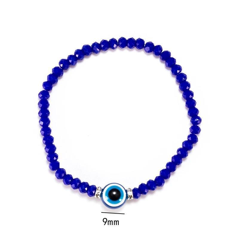 Evil Eye Greek Mati Handmade Round Crystal Blue Adjustable Bracelet