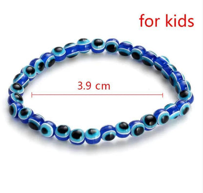 Evil Eye Greek Mati Kids 4mm Blue Resin Beaded Bracelet