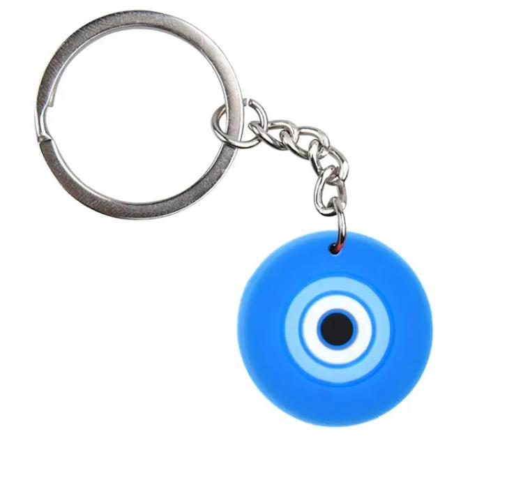 Evil Eye Round PVC Charm Key Chain Keyring