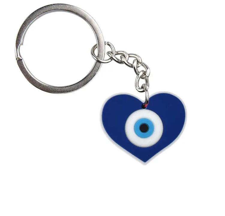 Evil Eye Heart Shape PVC Charm Key Chain Keyring