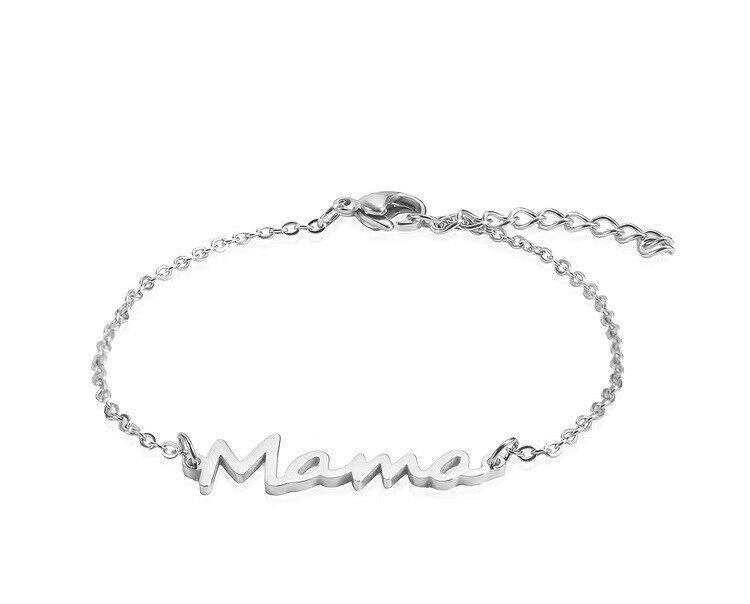 Mama Titanium Steel Silver Ajustable Bracelet Mothers Day