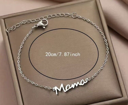 Mama Titanium Steel Silver Ajustable Bracelet Mothers Day