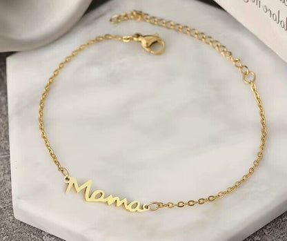 Mama Titanium Steel Gold Ajustable Bracelet Mothers Day